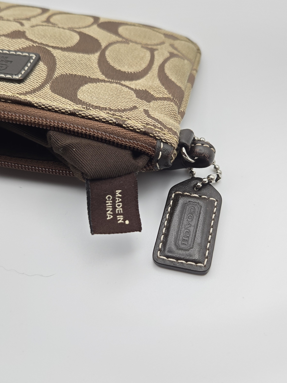Coach Beige and Brown Signature Canvas Wristlet - Picture 8 of 9